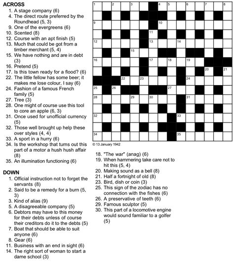 Printable Cryptic Crosswords