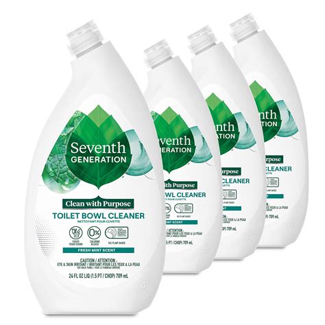 Seventh Generation Toilet Bowl Cleaner Fresh Mint Scent 4 Pack Without Chlorine Bleach Ammonia