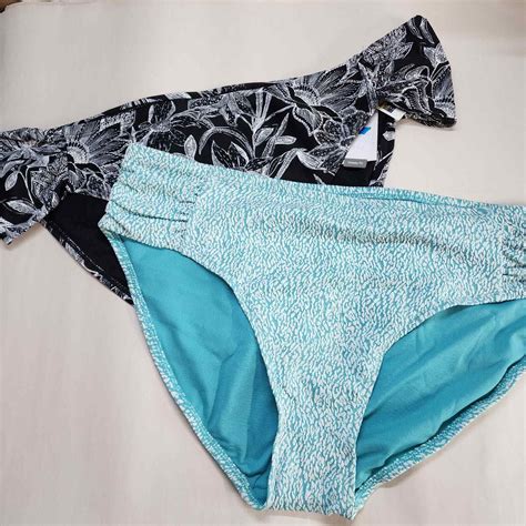 Lot Of Womens X W W Bikini Bottoms Jacquard Ruched Teal Black