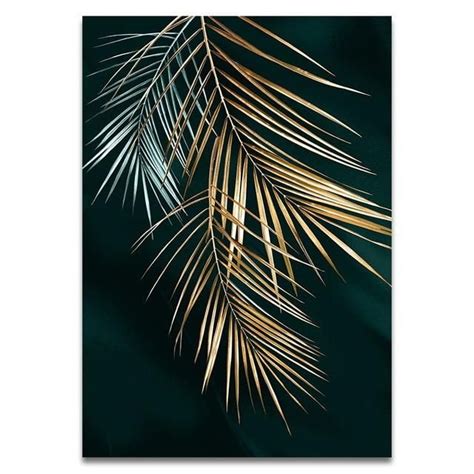 Golden Plant Leaves Picture – MyFancy House | Leaf wall art, Modern ...