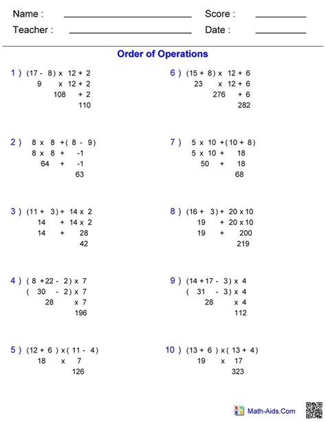 Order Of Operations 3 Answers Hoeden At Home