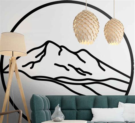 Sticker Mural Nature Rond Montagne Tenstickers