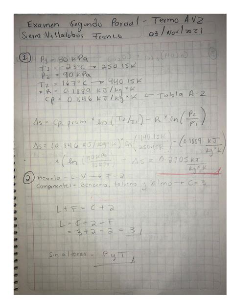 Solution Examen Do Parcial Termodinamica Avanzada Studypool