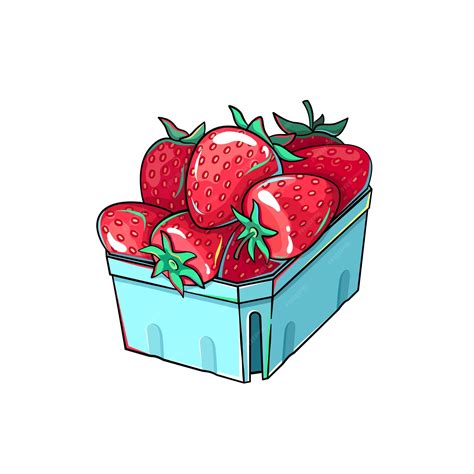 Premium Vector Cardboard Box Of Strawberries Cartoon Style Berries