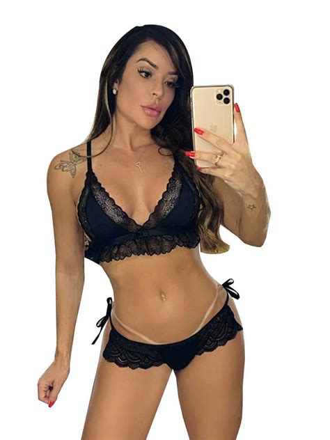 Lingerie Sexy Salette Renda Tanga Babado Segredo Da Paix Os