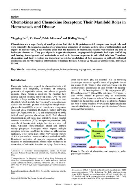 Pdf Chemokines And Chemokine Receptors Their Manifold Roles In