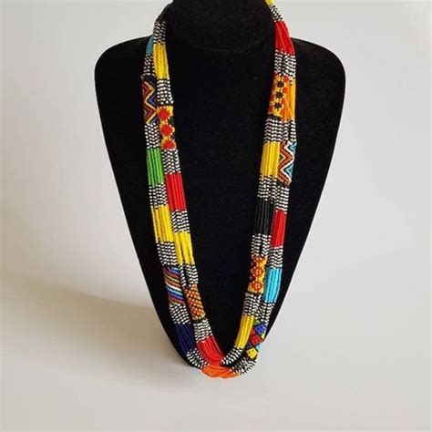 A Set Of 2 African Beaded Necklace Zulu Necklace Etsy