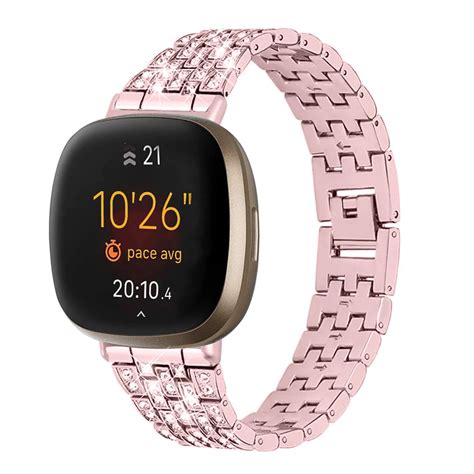 Correa De Acero Inoxidable Con Diamantes Para Fitbit Versa 3 2 Correa