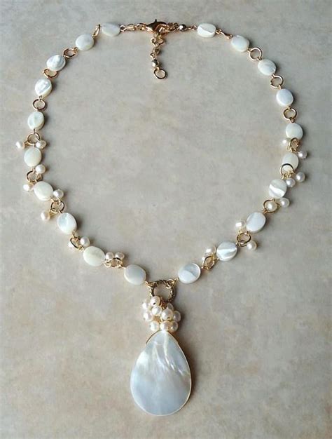 Mother Of Pearl Pendant Necklace Freshwater Pearl Beaded Jewelry Diy