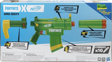 Nerf Fortnite Smg Zesty Elite Dart Blaster Removable Stock And Barrel