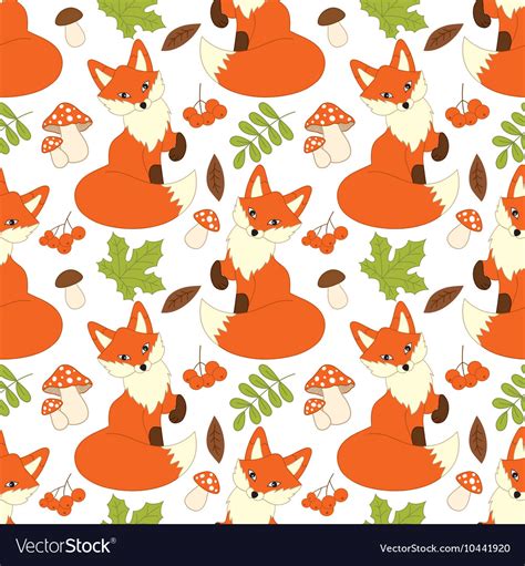 Fox seamless pattern Royalty Free Vector Image