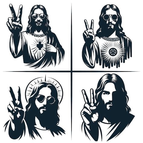 Premium Vector Cool Jesus Svg Son Of God Svg Jesus Peace Sign Clipart