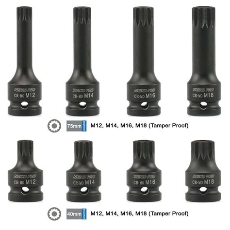 Neiko Pc Drive Xzn Triple Square Spline Driver Impact Socket Set