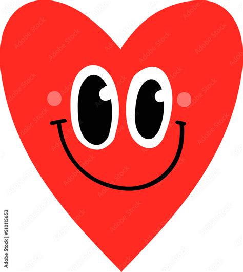 Cartoon red heart with smiling face Stock Vector | Adobe Stock