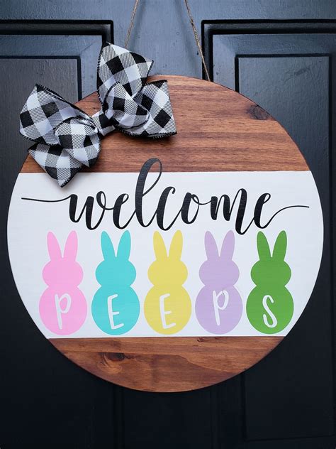 Easter Door Sign Wooden Door Sign Easter Welcome Sign Etsy