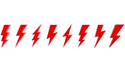 3d Set Lightning Bolt Thunderbolt On Transparent Png Background