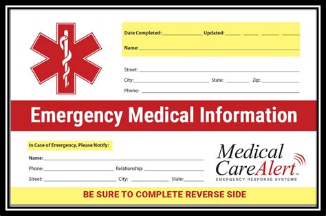 Emergency Medical Information Form Fillable Printable Forms Free Online