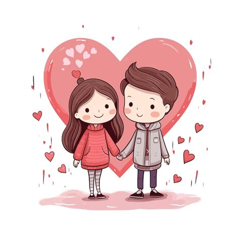 Premium Vector Adorable Couple Holding Hands With A Giant Heart