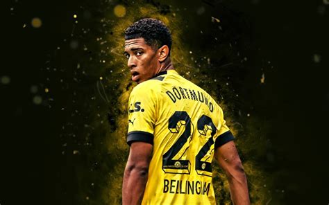 4k Jude Bellingham Back View Yellow Neon Lights Borussia Dortmund