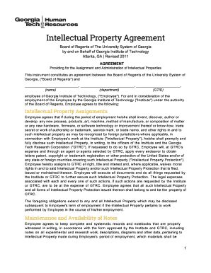 Fillable Online Ohr Gatech Intellectual Property Agreement Docx Fax