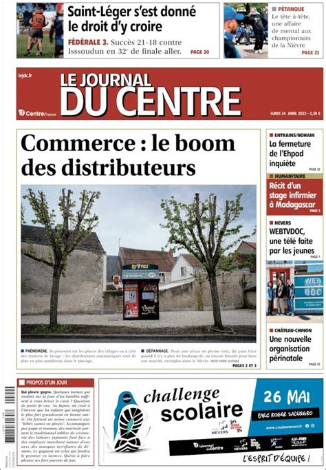 Journal Le Journal Du Centre France Les Unes Des Journaux De France