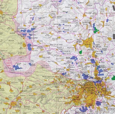 Map of West Bank Jerusalem and West (Includes Ramallah) - Full size | Gifex