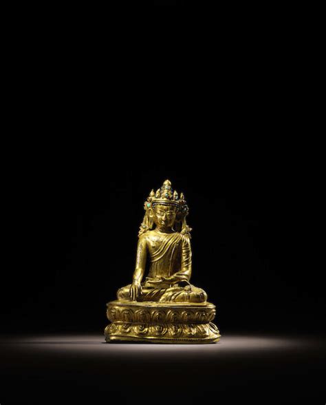 Bonhams A Gilt Copper Alloy Figure Of Crowned Buddha Tibet Circa 16th Century