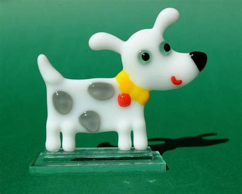 Fused Glass Dog With Yellow Collar Dog Figurine Dog T Etsy Fused