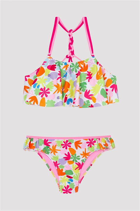 T Crochet Detailed Bandeau Bikini Takımı PL200QZS23IY MIX Çok Renkli Penti