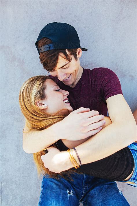 "Teenage Couple Hugging Together From Above." by Stocksy Contributor ...