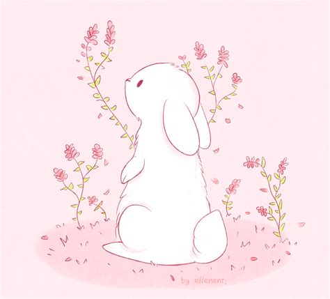 Cute Bunny With Flowers By Https Deviantart Ellenent On