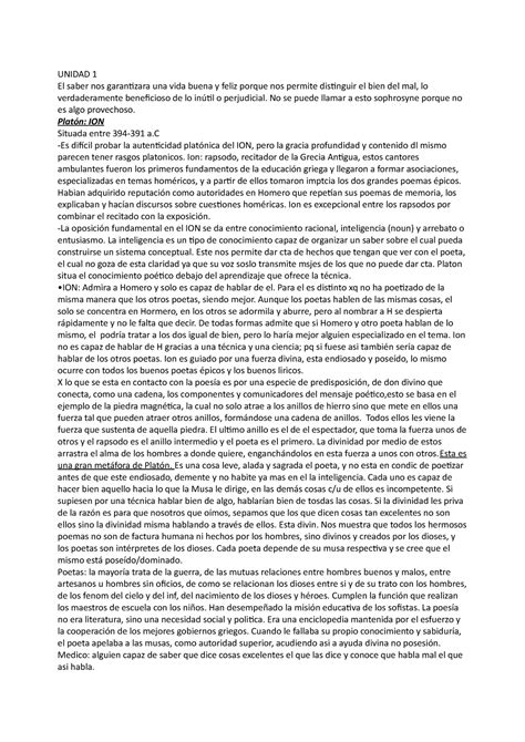 Apuntes De Filosofia Resumen Del Cursado De La Materia UNIDAD 1 El