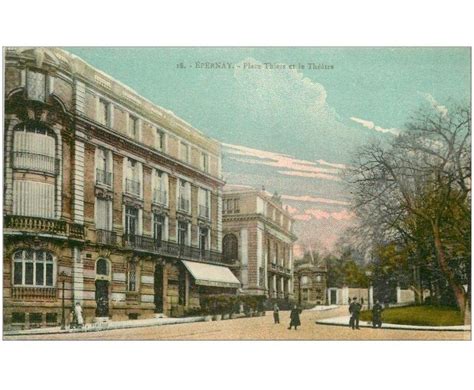 Carte Postale Ancienne Epernay Th Tre Place Thiers Cartes