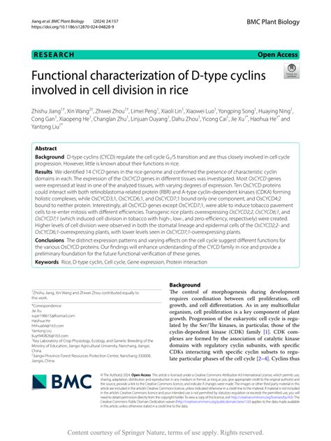 PDF Functional Characterization Of D Type Cyclins Involved In Cell