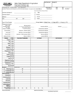 Fillable Online Agri Idaho Sample ID Idaho State Department Of