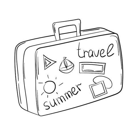 Premium Vector Doodle Sticker Travel Suitcase For Travel