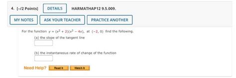 Solved 4 2 Points DETAILS HARMATHAP 12 9 5 009 MY Chegg