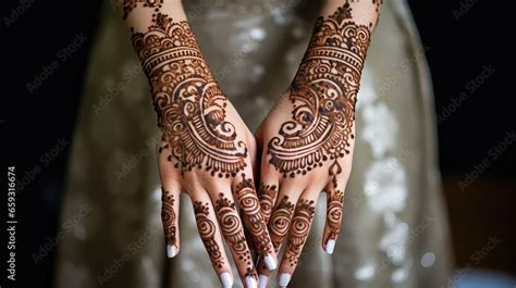 Women hands in traditional mehendi henna. Henna drawings on female skin ...