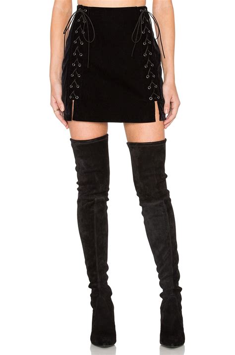 Endless Rose Lace Up Mini Skirt In Black Revolve