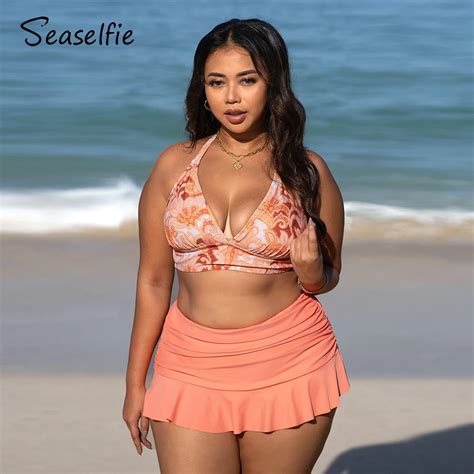 SEASELFIE Conjunto De Bikini De Cintura Alta Para Mujer Traje De Ba O