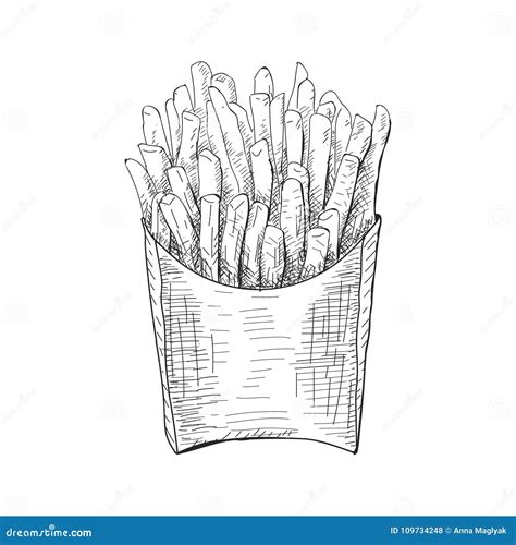 French Fries Illustration Vector Drawing Stock Vector Illustration