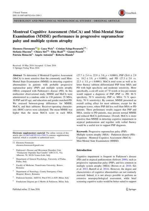 (PDF) Montreal Cognitive Assessment (MoCA) and Mini-Mental State ...