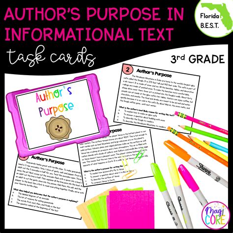 Author S Purpose Task Cards Rd Grade Fl Best Magicore