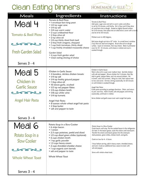 Weekly Meal Plans Clean Eating Menu Vegetarian Meal Plan Free Clean Eating Meal Plan