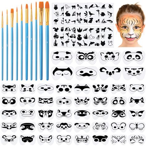 Snapklik Fainne 68 Pcs Face Paint Stencils Kit 48 Face Painting