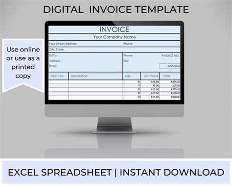 Small Business Invoice on Excel, Simple Easy to Use Invoice, Customizable Small Business Invoice ...