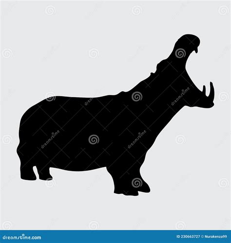 Hippo Silhouette, Hippo Isolated on White Background Stock Vector - Illustration of design, sign ...