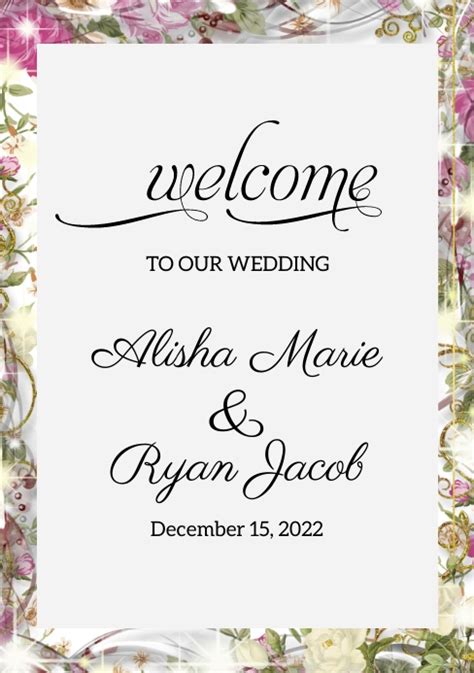 Floral Wedding Welcome Sign Template Postermywall