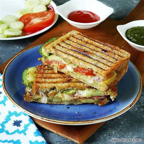 Veg Grilled Sandwich Recipe Swasthi S Recipes