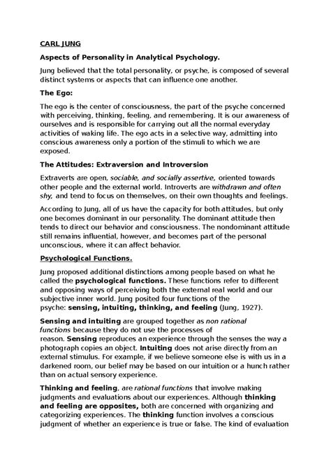 CARL JUNG - Carl jung-psychoanalysis - CARL JUNG Aspects of Personality ... 